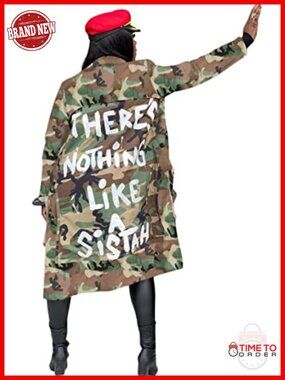 Women's Camouflage Trench Coat Long Sleeve Army Fatigue Jacket Plus Size
